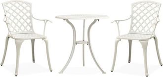 vidaXL 3 Piece Bistro Set Cast Aluminium White vidaXL