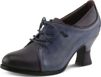 L'Artiste by Spring Step LArtiste ALSEHI Baroque Leather Pump - Embossed Slip-On with Sculpted Mid Heel, Purple Multi, 9.5-10