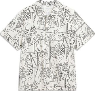 Li-Ning All-Over Print Shirt White Black ASHU237-2