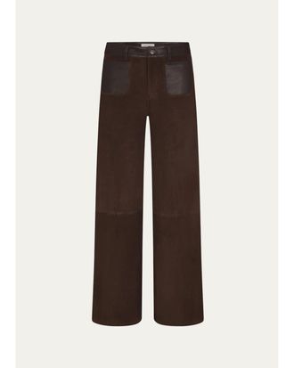 Frame Denim Suede Slim Wide-Leg Pants