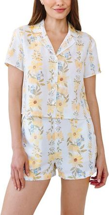 Bella Dahl Stripe Floral Short Sleeve Button-Up Camp Shirt in Wildflower at Nordstrom, Size X-Small
