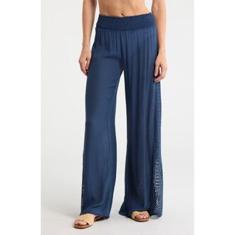 Elan Crochet Panel Cover-Up Pants in Navy at Nordstrom Rack, Size X-Large