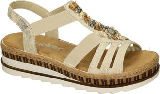 Rieker Aleria Wedge Sandal - Dames - Sleehakken - Beige - 40 EU - Schoenen