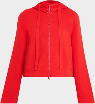 Akris Zip-Front Wool-Blend Hoodie
