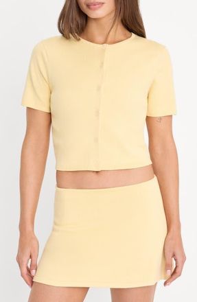 Good American The Keepsake Crop Cardigan in Honey at Nordstrom, Size 4X-Large