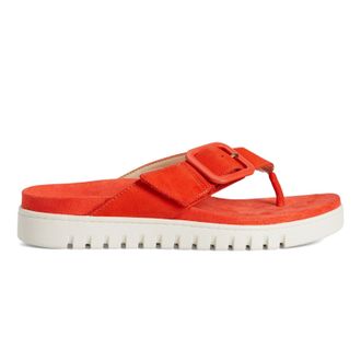 Vionic Uptown Marin Nubuck Womens Toe Post Sandals - Cherry Tomato - Size:UK 4.5