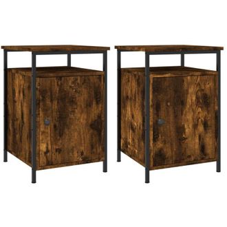 vidaXL Vidaxl - Mesitas Noche 2 Uds Madera Contrachapada Roble Humo 40x42x60 Cm