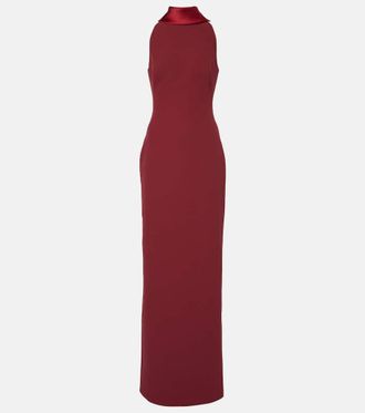 SAFiYAA Holliana satin-trimmed crepe gown