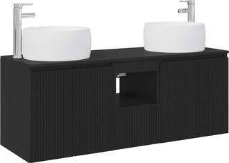 vidaXL Juego De Muebles De Ba&ntilde;o 3 Uds. Negro 49,5 X 44,5 X 66 Cm Vidaxl