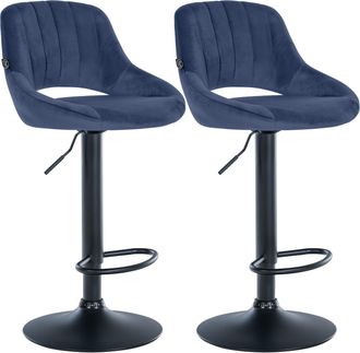 Clp Juego De 2 Taburetes De Bar Milet De Terciopelo Azul