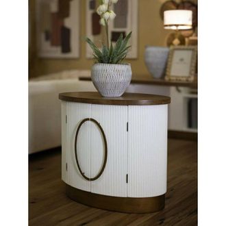 Dmora Aparador Kolinsky, Buf&eacute; De Sal&oacute;n, Aparador De Sal&oacute;n, Despensa De Cocina, 79x48 H67 Cm, Blanco Y Marr&oacute;n - Dmora