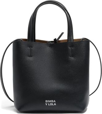 Bimba & Lola Kleine Chihuahua leren shopper met handvatten - Zwart