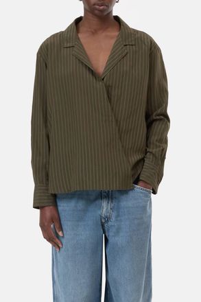 Closed Asymmetric Evening Shirt In Marsh Green