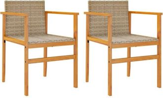 vidaXL Garden Chairs 2 pcs Beige Poly Rattan&Solid Wood vidaXL