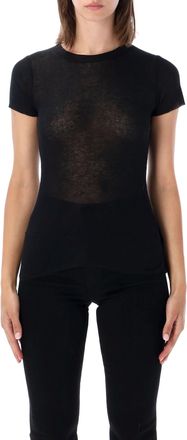 James Perse Short Sleeve Ribbed Cotton-Cashmere T-Shirt