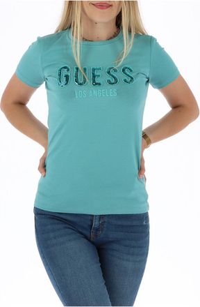 Guess WoMens Light blue T-Shirt Cotton - Size X-Small