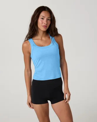 Vuori Clothing Energy Racerback Tank Top | Oasis Blue Heather | XS, Size Extra Small