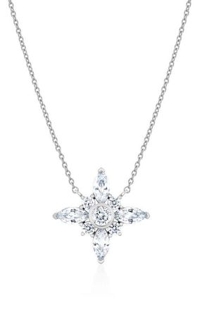 Crislu Brilliant & Marquise Cubic Zirconia Star Pendant Necklace in Pure Platinum /Clear Stone at Nordstrom, Size 16 In