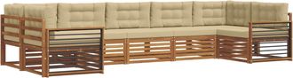 vidaXL Conjunto De Sof&aacute;s De Exterior 7 Uds. Natural Y Beige Vidaxl