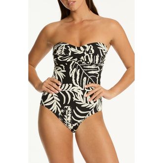 Sea Level Australia Jungle Book Twist Bandeau One-Piece Swimsuit in Black at Nordstrom, Size 12 Us