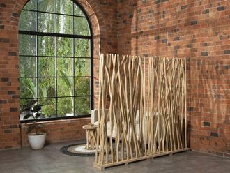 Vente-Unique Set Of 2 Teak Wood Room Dividers - W. 100 X D. 25 X H. 180 Cm in Light Oak