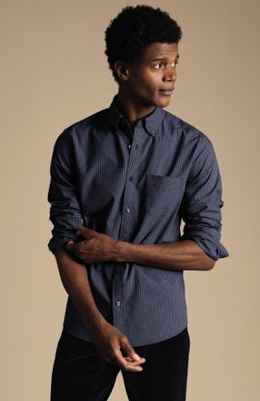 CHARLES TYRWHITT Mens Slim Fit Button-Down Collar Non-Iron Stretch Poplin Mini Gingham Shirt