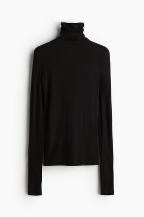 H&M Shirt mit Turtleneck aus Pima-Baumwolle - Schwarz