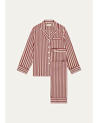 Olivia Von Halle Lila Striped Silk Pajama Set