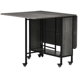 HOMCOM Mobile Drop Leaf Table Folding Kitchen Table Extendable Dining Table | TJ Hughes