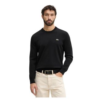 Lacoste Truien & Vesten, Heren, Zwart, XL, Katoen, Monochrome Katoenen Ronde Hals Trui
