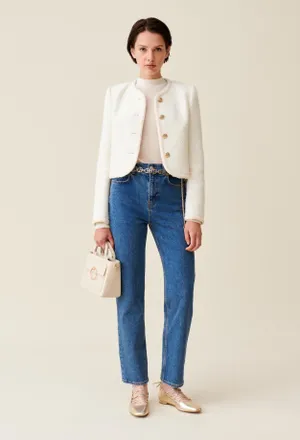 Claudie Pierlot Veste courte tweed ivoire