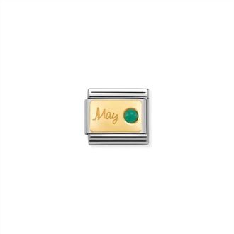 Nomination Unisex Birth Stones Links Bracelet In May Emerald