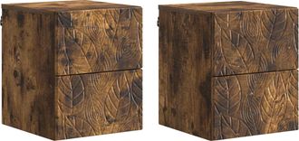 vidaXL Mesita De Noche De Pared 2 Uds. Roble Ahumado 34,5 X 33 X 40 Cm Vidaxl