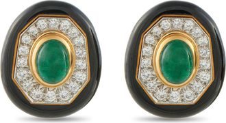 David Webb 18K Yellow Gold 2.40ct Diamond and Enamel Clip-On Earrings DW07-103125