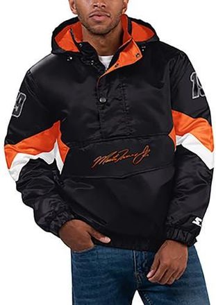 Starter Mens Starter Black Martin Truex Jr Home Team Satin Half-Zip Hoodie Jacket at Nordstrom, Size Xx-Large