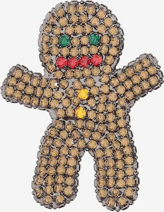 Lisa C Spilla Lisa C In Ottone Con Cristalli A Forma Di Omino Di Pan Di Zenzero