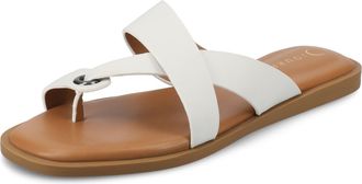 Journee Collection Womens Prizzie Flat Sandal, Bone, 4.5 UK
