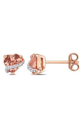 Delmar Morganite & Diamond Heart Stud Earrings in Pink at Nordstrom Rack