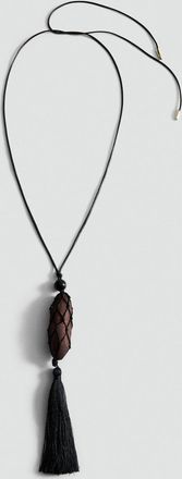 Mango Collana perline frange marrone - Donna - Taglia unica - MANGO