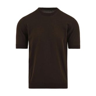 FILIPPO DE LAURENTIIS Round-neck Knitwear, male, Brown, Size: 2XL Cotton Crew Neck T-Shirt