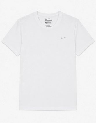 Nike Mens Nike Mens Embroidered Logo Swoosh T Shirt in White - Size: 42