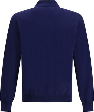 Tom Ford Mens Long-Sleeved Polo Ocean Cavern Cotton Shirts T-shirts And Polos