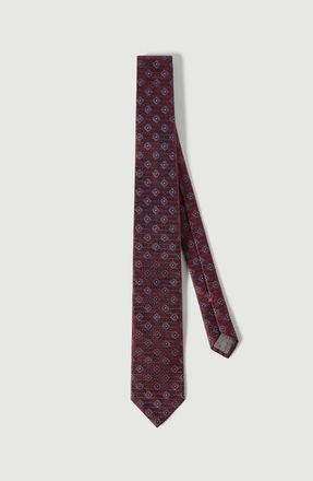 Brunello Cucinelli Silk tie with geometric pattern in Burgundy at Nordstrom