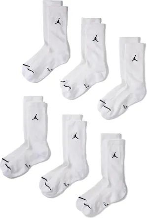 Nike Jordan Everyday Elevated Crew Socks (6 Pairs) in White | IR6326-100