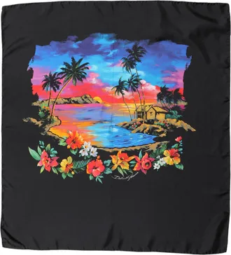 Dolce & Gabbana Tropical Sunset Print Silk Scarf - Black