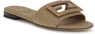 Fendi Womens Beige Calf Leather Bos Taurus Flat Sandals