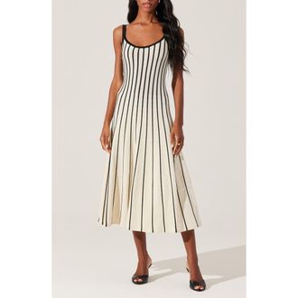 ASTR the Label Irecia Stripe Sleeveless Sweater Dress in Stripe Black Cream at Nordstrom Rack, Size Medium