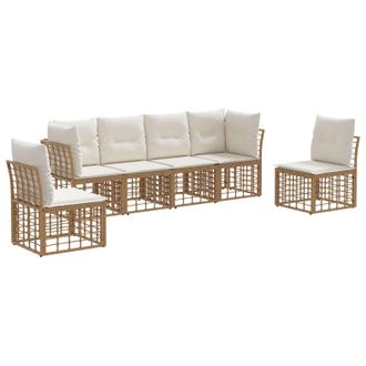 vidaXL Conjunto De Sof&aacute;s De Exterior Natural Poli&eacute;ster Vidaxl