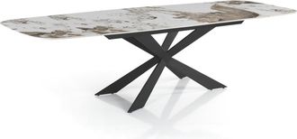 Oresteluchetta Mesa extensible oval cer&aacute;mica/acero &oacute;nix-negro 75,5x80x120-180