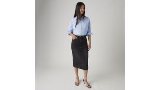 Levi's High Rise Back Slit Skirt - Womens - 24 - Black